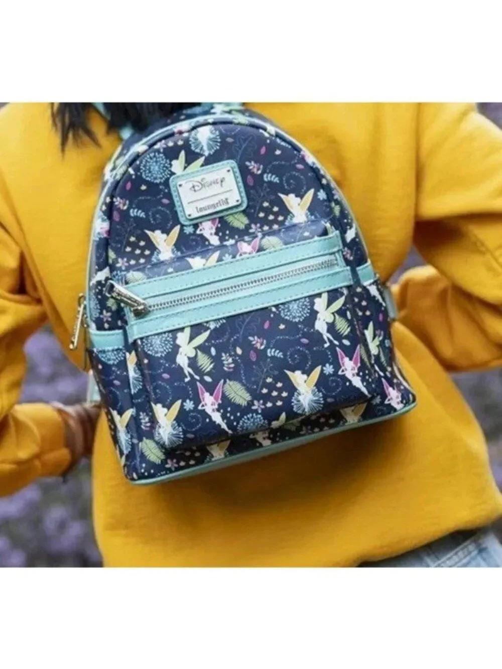 Loungefly Disney Peter Pan Teal Tinkerbell Glow In The Dark Mini Backpack NWT